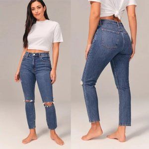 Abercrombie & Fitch Curve Love Skinny High Rise Jeans Distressed Raw Step Hem